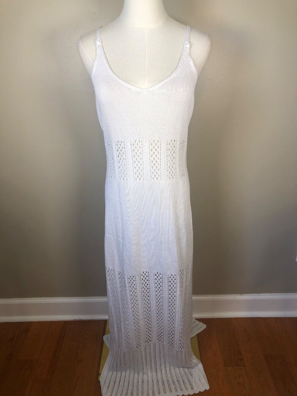 NWT Zesica White 100% Viscose Knit Maxi Dress Crisscross Back Beach Cover-Up XL